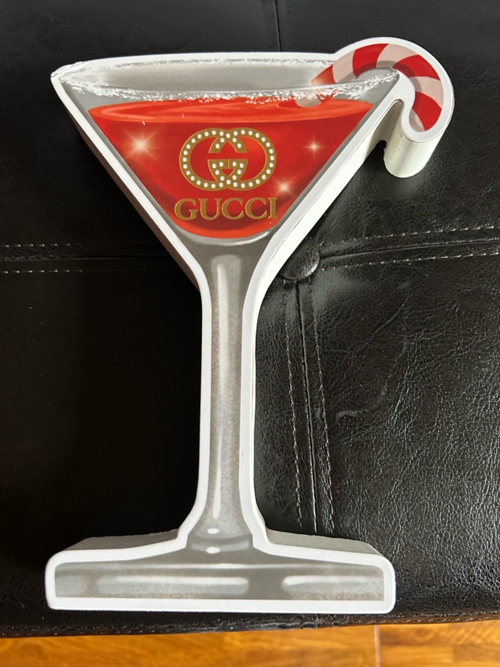 Gucci Red and Gold Martini Graphic Sign